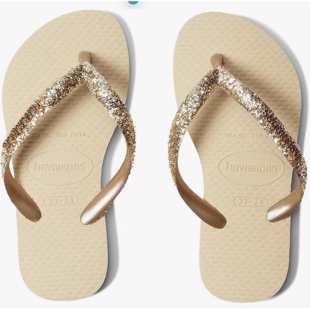 Havaianas Girl's Slim Glitter gold 13-1